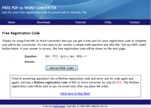 Muster-Rechenaufgabe für kostenlosen Freischaltcode